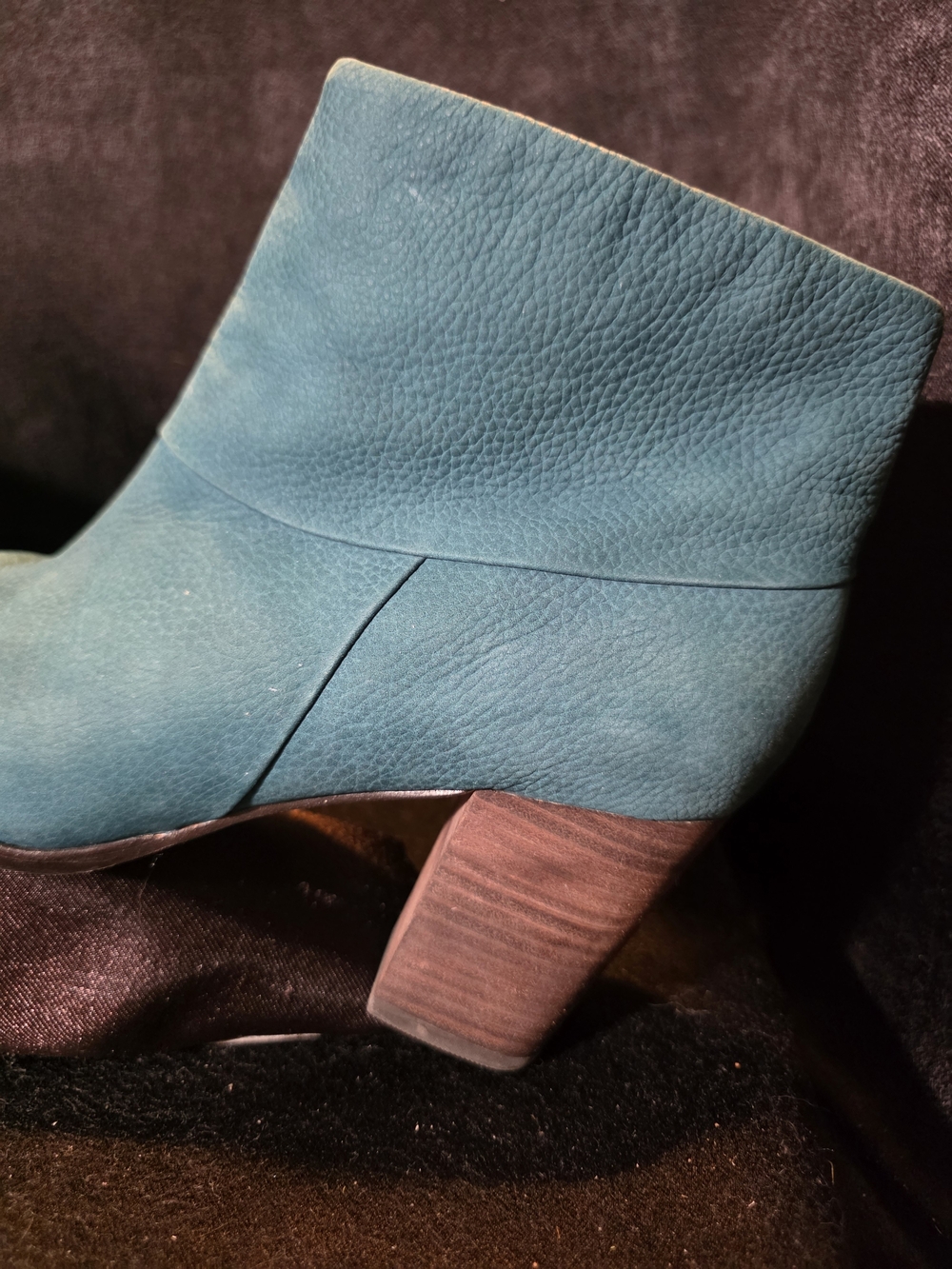 Cole Haan Teal Suede Ankle Booties with Block Heel Size 8 - Picture 3 of 9